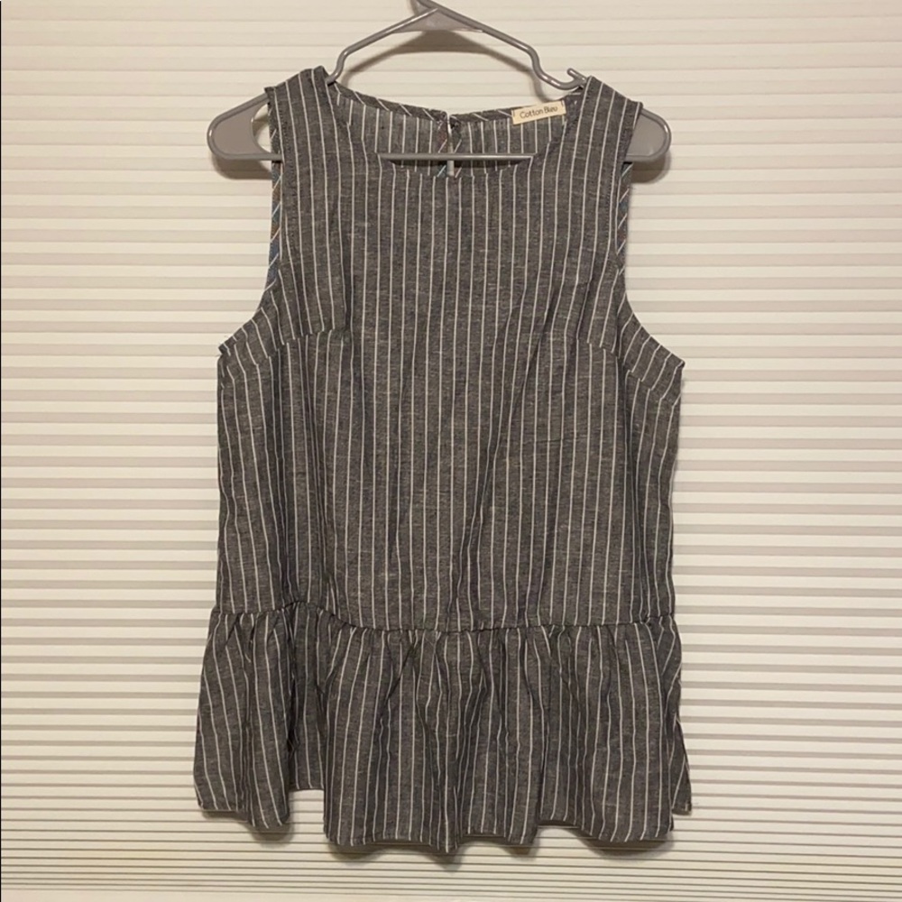 Charcoal stripe peplum top size medium